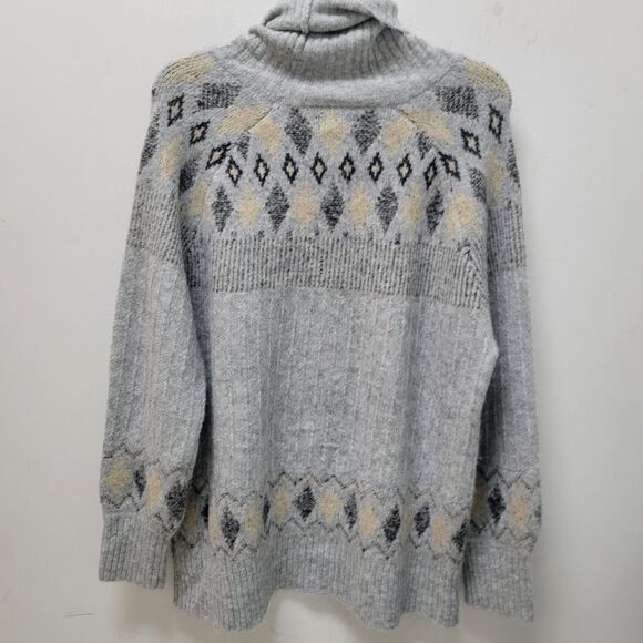 Nicole Miller Artelier Fair Isle Plus Size 1X Turtleneck Sweater NWT Grey - Picture 2 of 5